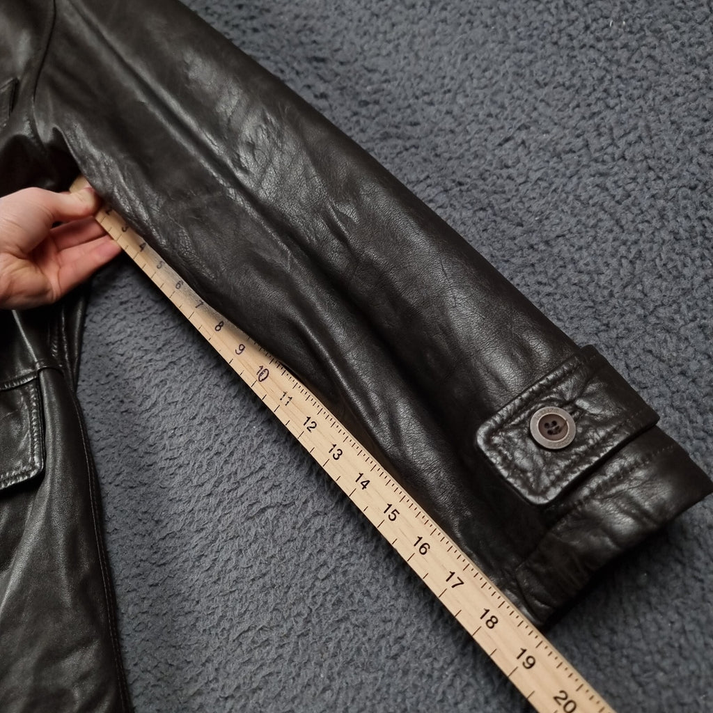 Vintage ICEBERG Leather Jacket Mens L Large 40 Brown Shearling Collar Wool Lined