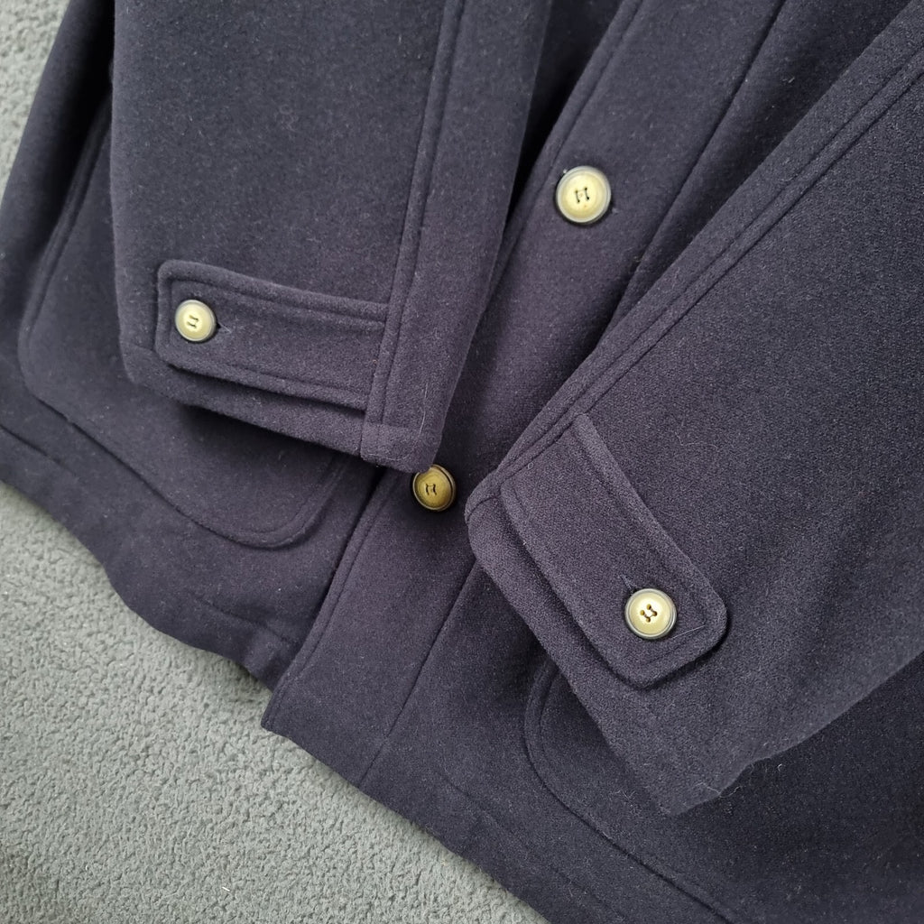 ERMENEGILDO ZEGNA Coat Mens XL Navy 100% Wool Overcoat Jacket Long Yachting