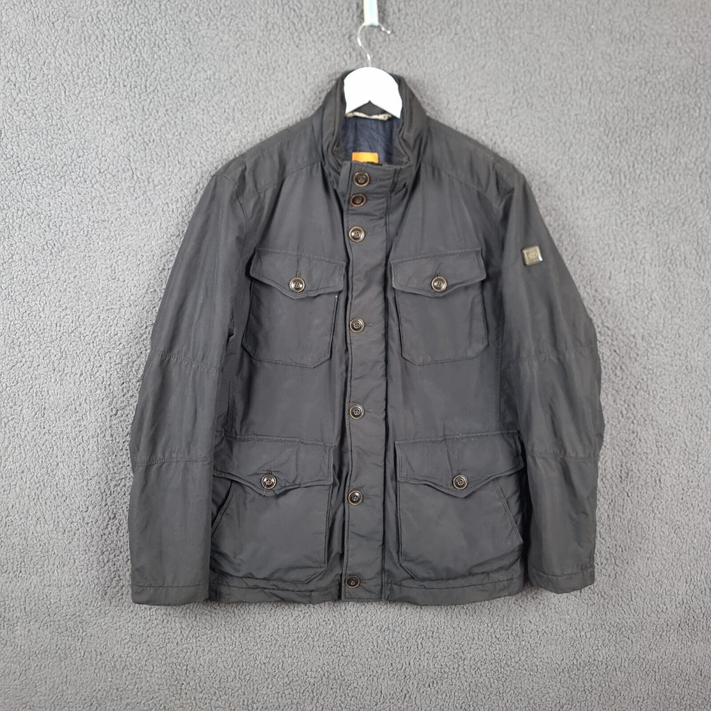 HUGO BOSS Jacket Mens 38R M Medium Black Military M65 Coat Biker Zip Insulated