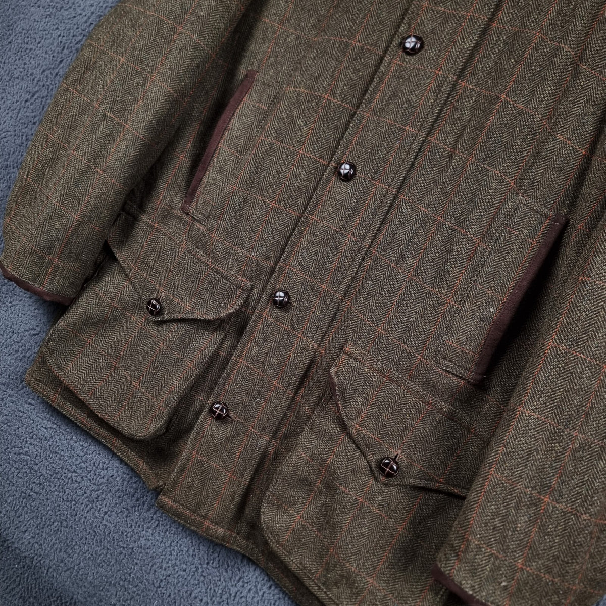 HOGGS OF FIFE Field Pro Jacket Mens 2XL Green 100% Wool Tweed Shooting Harewood