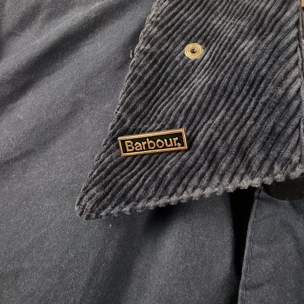 Vintage BARBOUR Border Jacket Mens C42 Navy Wax Waxed Field Coat A205 90s 1994