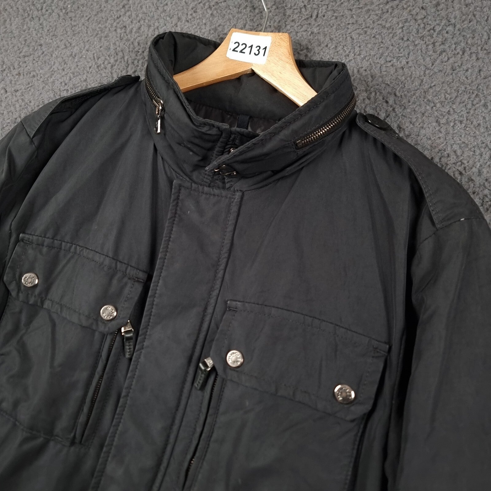 MONCLER Jacket Mens L Large Size 3 Black GLASTONE Down M65 Military Field Coat