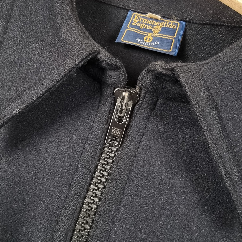 Vintage ERMENEGILDO ZEGNA Yachting Jacket Mens L Large Wool Collared Zip 80s