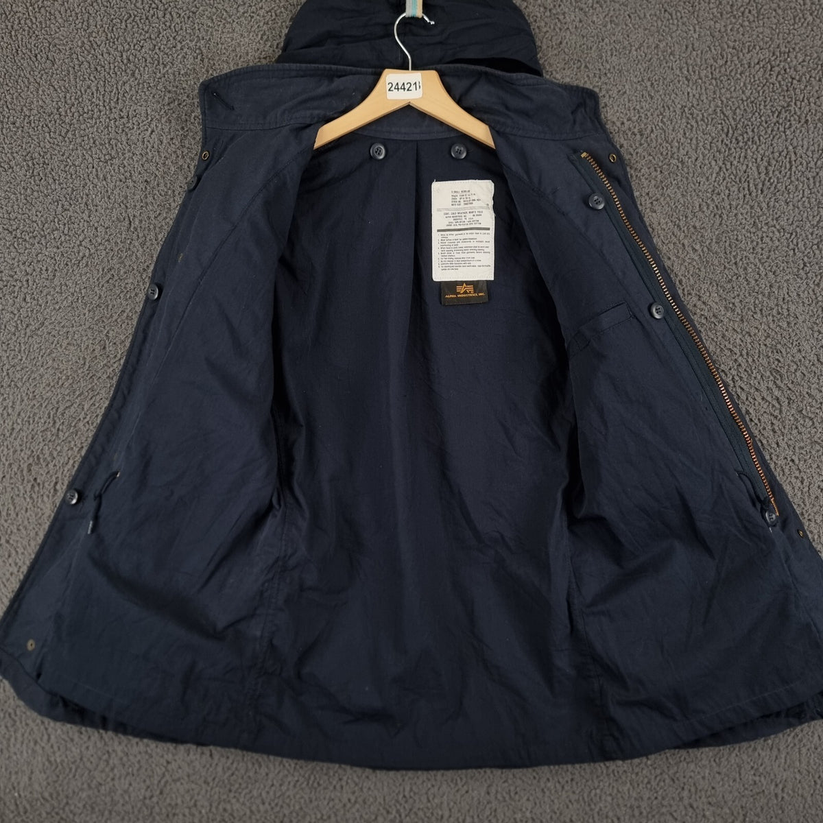 Vintage Alpha Industries Jacket Mens XS Navy Blue M65 Military Field Coat Canvas