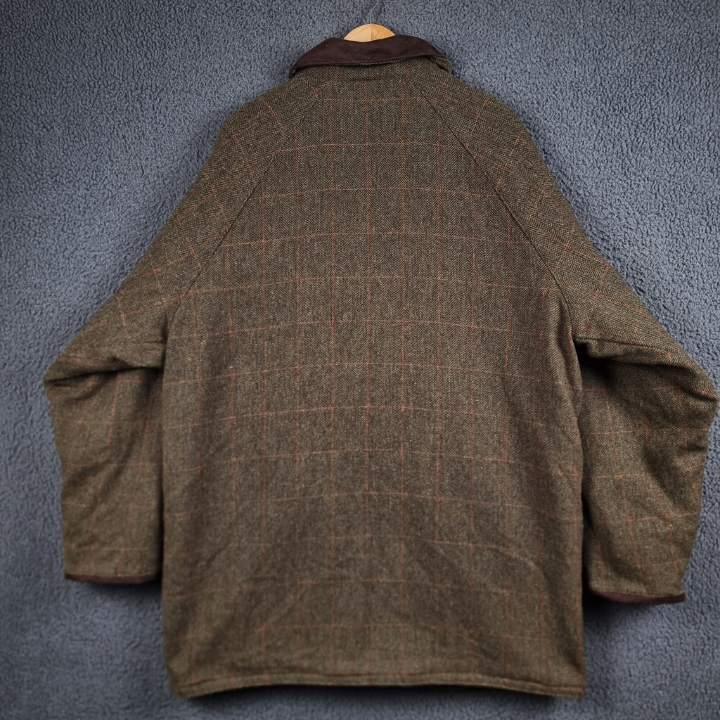 HOGGS OF FIFE Field Pro Jacket Mens 2XL Green 100% Wool Tweed Shooting Harewood