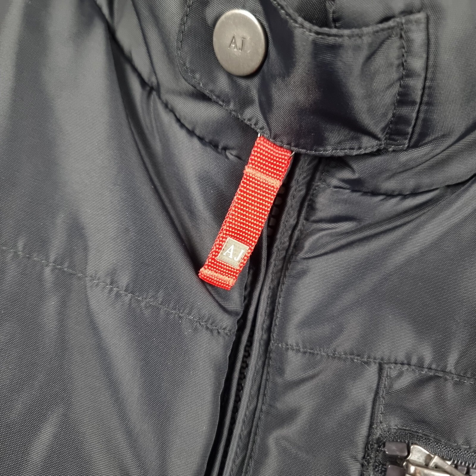 Vintage ARMANI JEANS Jacket Men L Large 40 Black Bomber Puffer Quilted Insulated