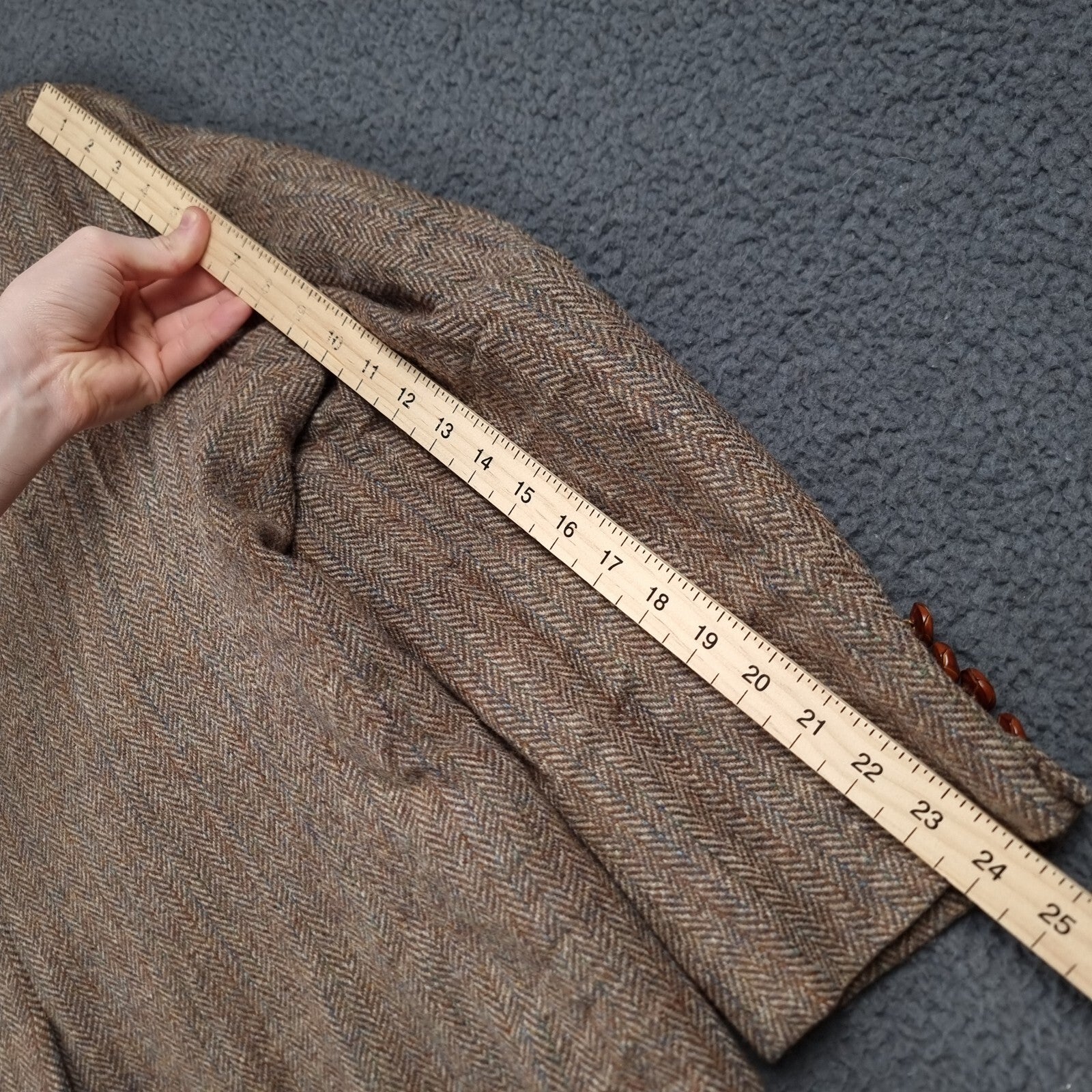 Vintage Woolrich x Harris Tweed Blazer Jacket Mens 52R Brown Herringbone Wool 80s