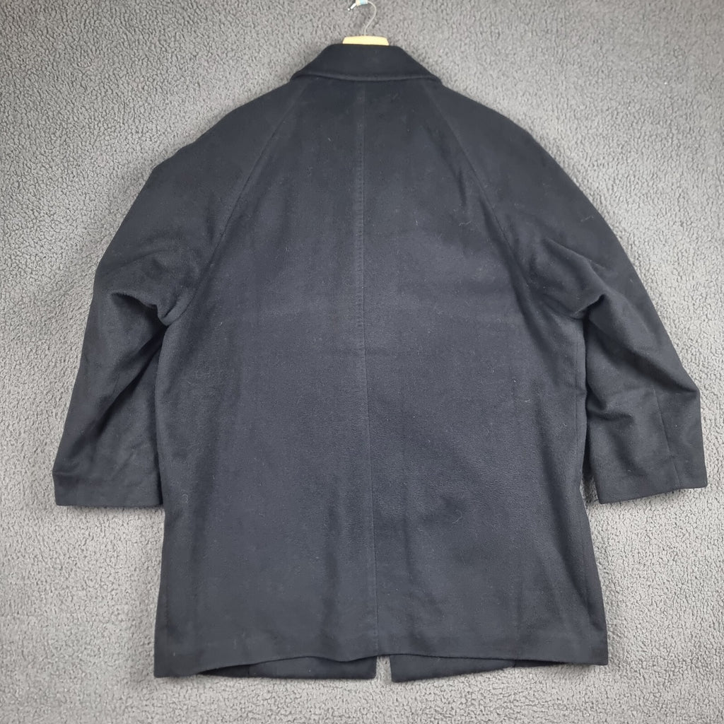 ERMENEGILDO ZEGNA Coat Mens 44 XL Navy Wool & Cashmere Long Trench Overcoat