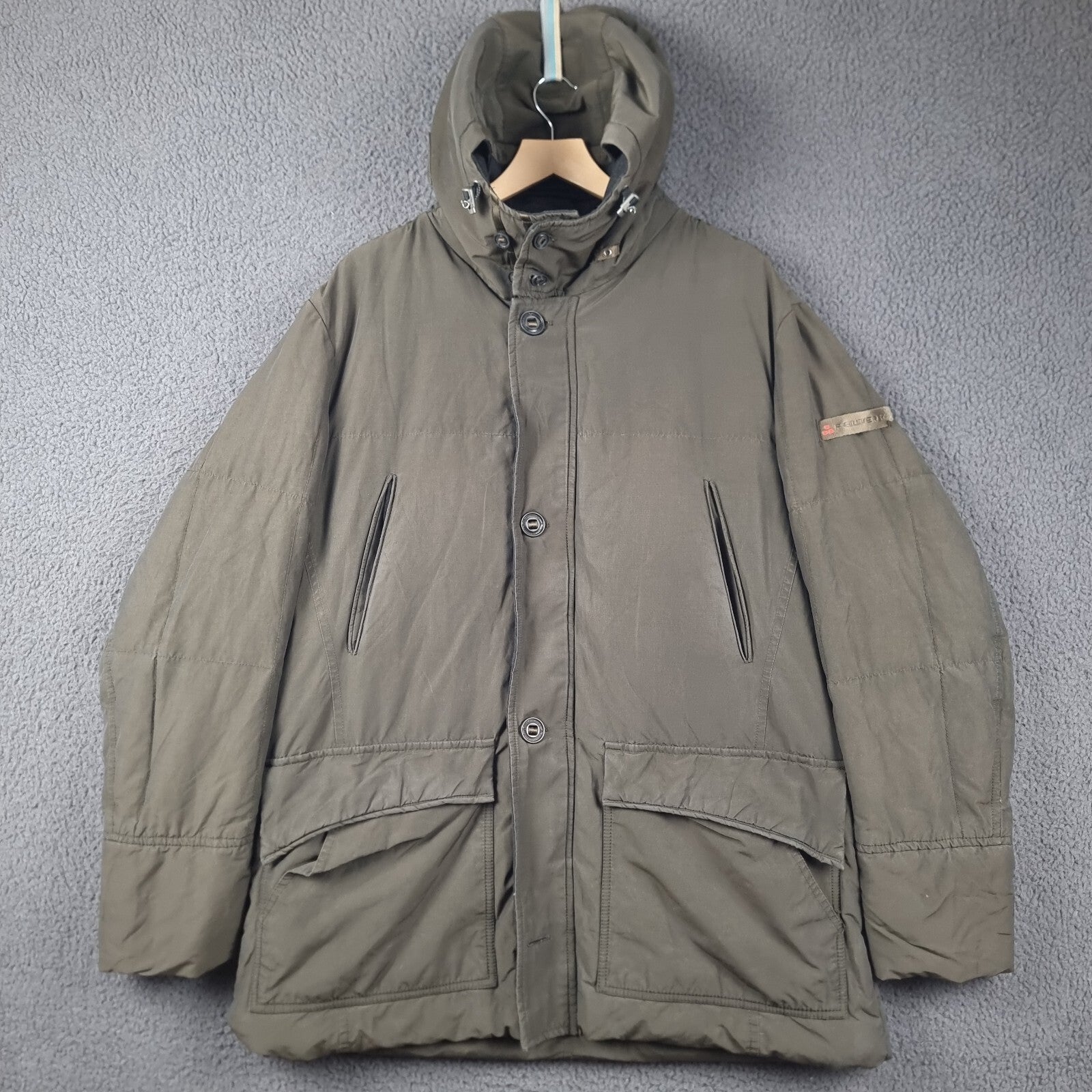 PEUTEREY Jacket Men 2XL Green Hurricane Goose Down Parka Insulated Puffer Hooded