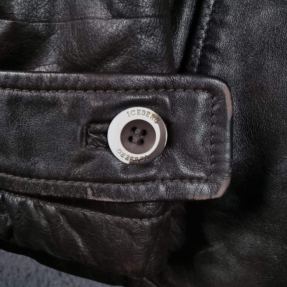 Vintage ICEBERG Leather Jacket Mens L Large 40 Brown Shearling Collar Wool Lined