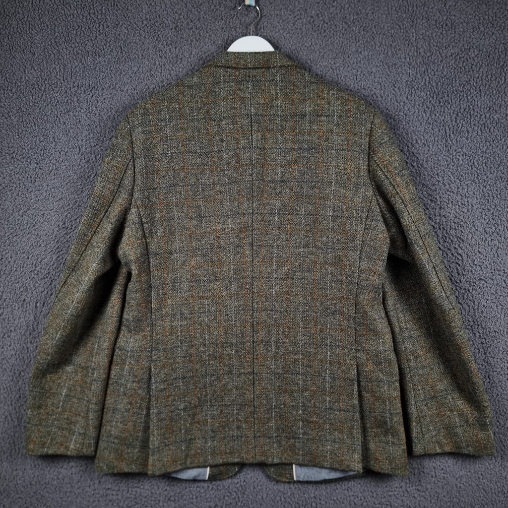 JOHN LEWIS HARRIS TWEED Jacket Mens 2XL Green Check Hunting Norfolk Blazer Wool